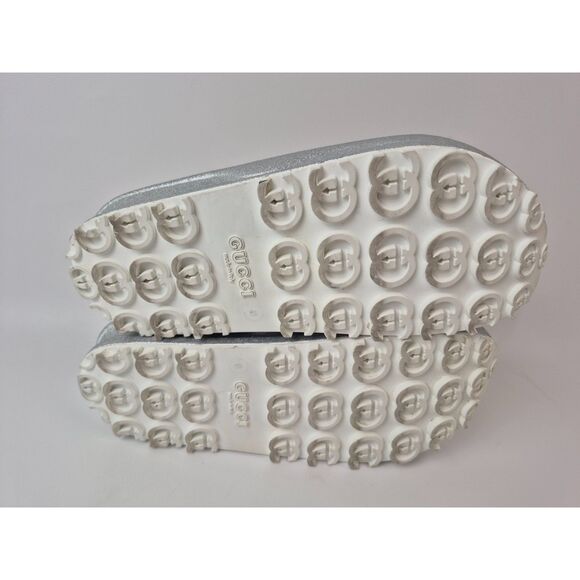 Gucci Miami Platform Slides Interlocking GG Glitter Rubber Sandal Silver Size 41 - Picture 8 of 8